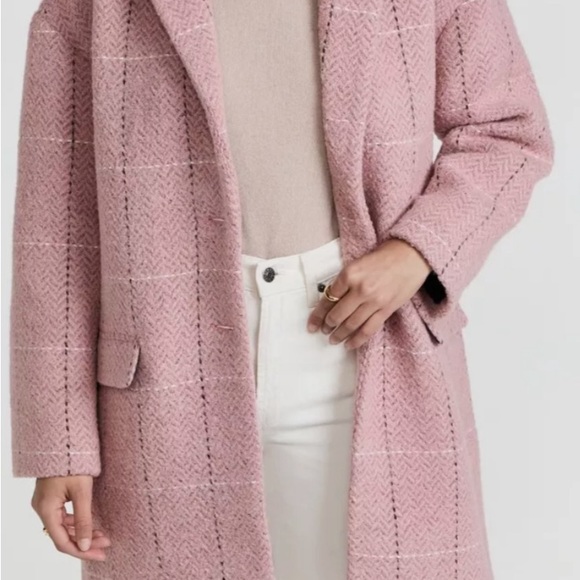 RAG& BONE Sz M, ESTELLE COCOON WOOL BLEND CHECK COAT PINK MULTI - Picture 3 of 6